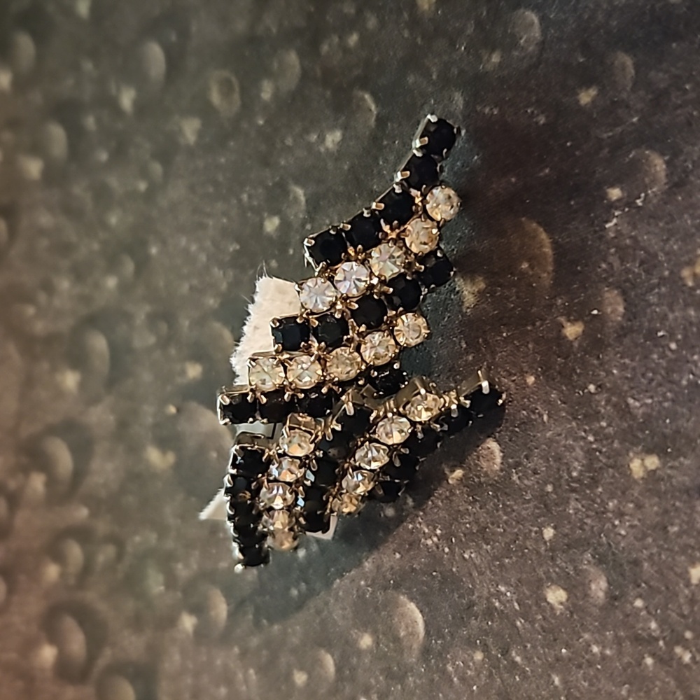Black/Clear Rhinestone Pierced Earrings